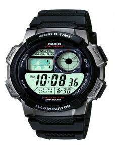 NEW Casio Men's World Time Sport Watch with Black Resin Strap AE1000W-1BWT 海外 即決