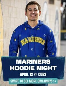 Seattle Mariners 4/12/24 SGA T-Mobile Park Hoodie Blue Sweatshirt Size XL MLB 海外 即決