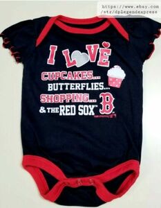 MLB Boston Red Sox Baseball Baby Girl 0/3 Mos Infant Blue 1-Pc Bodysuit Cupcakes 海外 即決