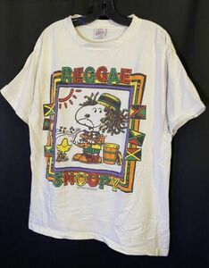 Vintage 90s Reggae Snoopy Peanuts Single Stitch T-Shirt Bob Marley RARE Men’s XL 海外 即決