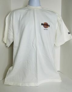 Hard Rock Caf Large Heavy T-Shirt Tee Rome Italy Graphic White VGC Vintage 海外 即決