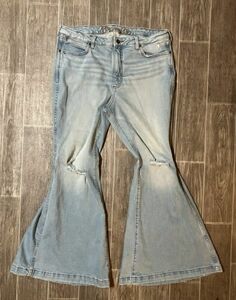 Wrangler Retro Jeans Women 33x32 High Rise Flare Big Bell Bottoms Distressed 海外 即決