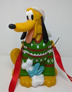 Disney Park Pluto Christmas Popcorn Bucket With Original Strap Green Sweater 海外 即決