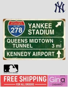 FAN DIVE | NY Yankees Retro Tin Sign Stadium Queens Midtown Tunnel Bar Decal 海外 即決