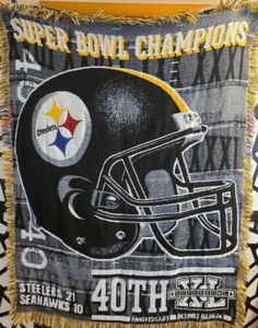 Pittsburgh Steelers Super Bowl XL 40th anniversary Tapestry Seahawks Blanket 海外 即決