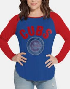 Touch Royal Chicago Cubs Alyssa Milano Long Sleeve T Shirt Rhinestone Logo Small 海外 即決