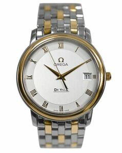 Omega De Ville Prestige 4310.32 Date 18k Gold Steel 34MM Unisex Quartz Watch 海外 即決