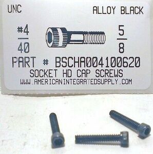 #4-40x5/8 Hex Socket Head Cap Screws Alloy Steel Black (50) 海外 即決