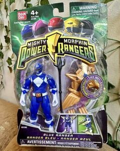 Bandai Mighty Morphin Power Rangers Action Figure with Blue Dino Flyer 2009 NIB 海外 即決