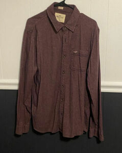 Hollister Co. Men's Size XL Maroon Cotton Button Down Shirt 海外 即決