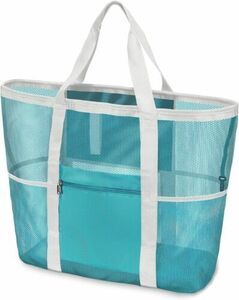 F-color Beach Bag, Mesh Bag Bcs005 - Mint Green, 16.5" X 9" X 17" 海外 即決