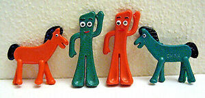 12 Gumby & Pokey Charms Old Gumball Vending Machine Toy Prizes Old Store Stock 海外 即決