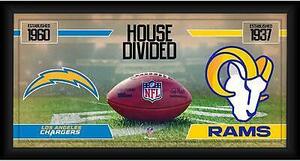 LA Chargers vs. LA Rams Framed 10" x 20" House Divided Football Collage 海外 即決