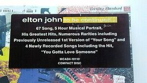 Elton John TO BE CONTINUED cd box set 1990 NEW 1ST PRESS w/ORIGINAL HYPE STICKER 海外 即決