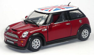 New 5" Kinsmart Mini Cooper S British Flag Diecast Model Toy 1:28 Red 海外 即決