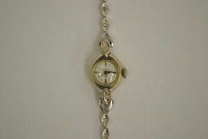 HAMILTON Lady's Wristwatch 14K & DIA 17 Diamonds .17cttw Sz:6" (FCO003583) 海外 即決
