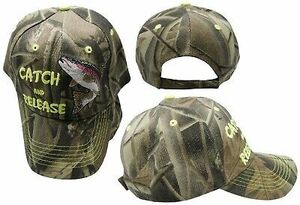 Catch and Release Trout Fishing Camouflage Camo Embroidered Cap CAP936 Hat 海外 即決