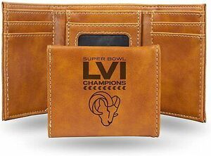 Los Angeles Rams Premium Brown Leather Wallet, Trifold, Embossed Laser Engraved 海外 即決