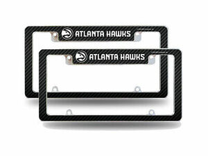 Atlanta Hawks NBA (Set of 2) Chrome License Plate Frames w Carbon Fiber Design 海外 即決