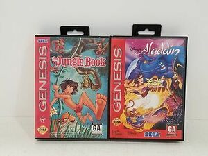 The Jungle Book & Aladdin Video Games for Sega Genesis - TESTED 海外 即決