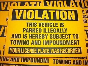 500-Orange Violation Parked illegally Towing Impound Warning No Parking Stickers 海外 即決