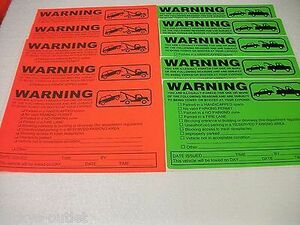 100-ORANGE & GREEN NEON NO PARKING ZONE TOWING WARNING CAR WINDOW STICKERS 5x8" 海外 即決