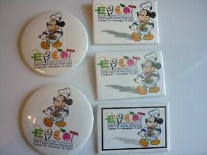 DISNEY EPCOT 6 BUTTON LOT FOOD & WINE FESTIVAL CHEF MICKEY 2000~2001~2003! 海外 即決