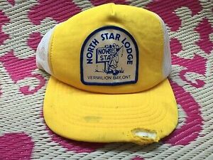 Vintage North Star Lodge Ontario Trucker Hat Cap 80's Distressed Canada Fishing 海外 即決