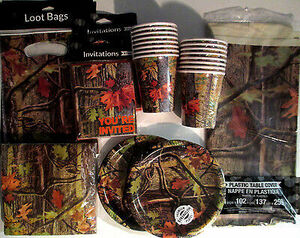 HUNTING CAMO - CEG Birthday Party Supply DELUXE Kit w/ Loot Bags & Invitations 海外 即決