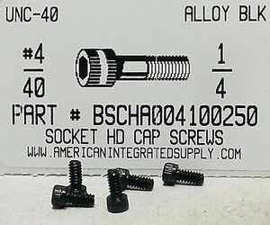 #4-40x1/4 Hex Socket Head Cap Screws Alloy Steel Black (50) 海外 即決