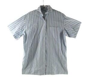 Vtg Limited Edition Units Shirt Men's Free Size Blue White Stripes Short Sleeves 海外 即決