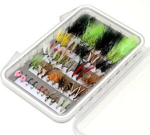 48 Assorted Trout Fly Fishing Flies Kit | Waterproof Fly Fishing Box | Nymphs... 海外 即決