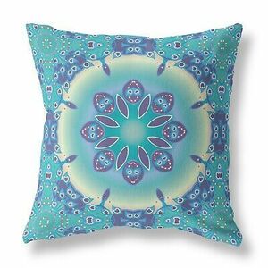 18" X 18" Blue And Purple Geometric Zippered Suede Throw Pillow 海外 即決