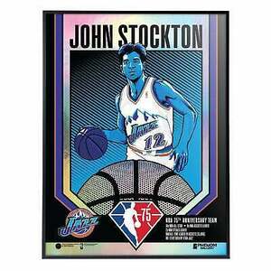 Phenom Gallery Utah Jazz 75th Anniv John Stockton 18" x 24" Deluxe Framed Foil 海外 即決