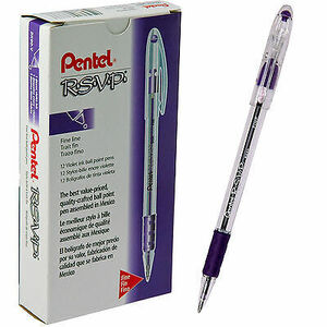 Box of 12, Violet Fine Point, BK90V, BK90-V Pentel RSVP Ball Point Pens 海外 即決