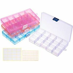 4 Pack 15 Grids Bead Organizers and Storage, Small Plastic Jewelry Organizer 海外 即決