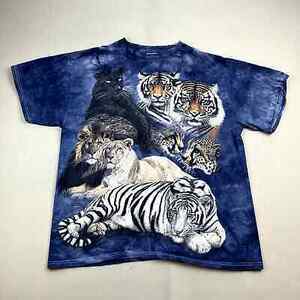 Vintage Lion Tiger T-Shirt Adult Small Blue Nature Art Big Cats Cheetah Panther 海外 即決