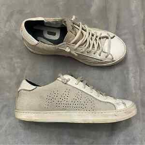 P448 John CAC White Suede Low-Top Italian スニーカー EU 37 海外 即決