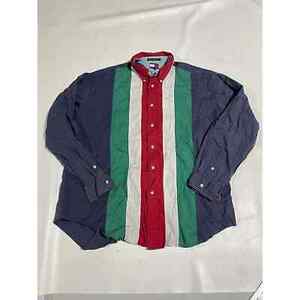 80's 90's Vintage Tommy Hilfiger Vintage Button Down shirt striped sz XL 海外 即決