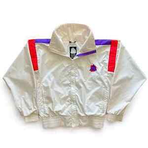 Vintage 80s Alpine Design Lined Windbreaker Nylon Zip Jacket Pink White Purple M 海外 即決