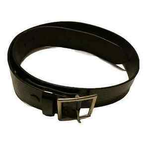 Leather Belt Silver Buckle Men's Size 36 Black Top Grain Unbranded 海外 即決