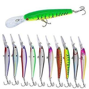 Fishing Lures Hard Baits Bass Crankbait Minnow Lures, 10pcs Deep Diving 海外 即決