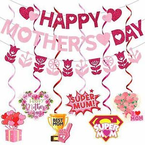 Happy Mothers Day Banner Happy Mothers Day Decorations Mothers Day Party Deco... 海外 即決