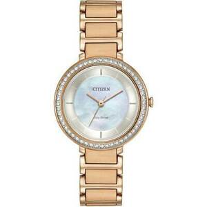 NEW Citizen Silhouette Crystal EM0483-54D Ladies 30mm Watch MSRP $295 海外 即決