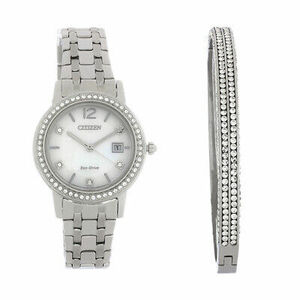 Citizen Eco-Drive Ladies Silhouette Stainless Steel Crystal Watch FE1180-65D 海外 即決