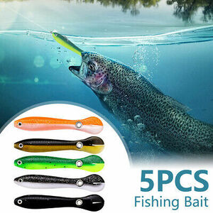 5pcs Fishing Lures 3D Fishing Bait Simulation Loach Soft Lures Deep Diving 海外 即決