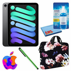 Apple iPad Mini 6 (256GB, Wi-Fi, Space Gray) Bundle with Black Floral Sleeve 海外 即決