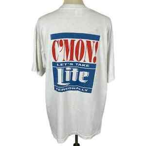 Vintage Miller Lite C'mon Lets Take It Personally FOTL Graphic Tee Sz XL WT 海外 即決