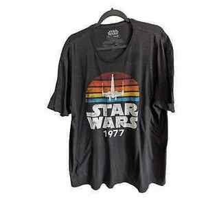 Vintage Star Wars 1977 Sunset Logo T-Shirt XL Mad Engine Dark Gray Cotton Poly 海外 即決