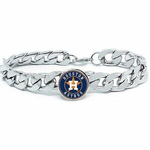 Houston Astros Silver Mens Curb Link Chain Bracelet Gift D4 海外 即決